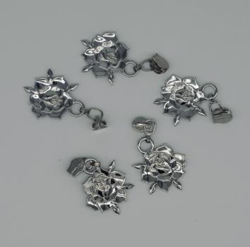 Schieber für Spiralreißverschluss 3mm Rose Silber